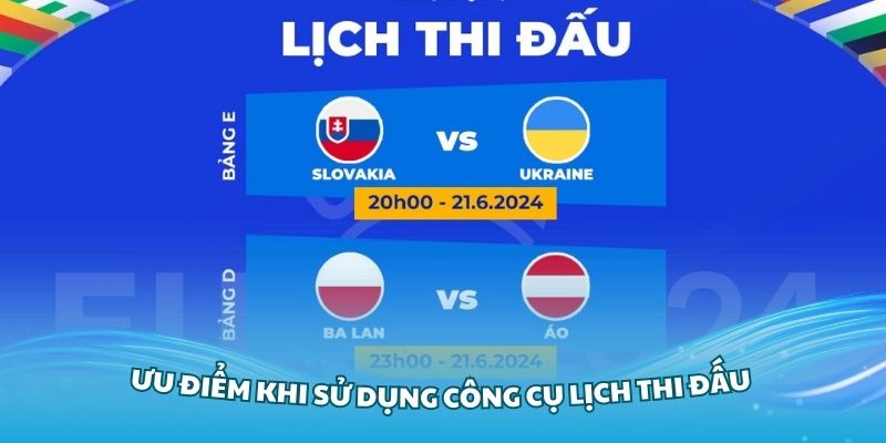 Có nhiều ưu điểm khi sử dụng công cụ lịch thi đấu